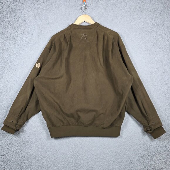 Zero Restriction Sweater Mens Medium Brown 1/4 button Golf Outerwear Suede VTG - Picture 5 of 12
